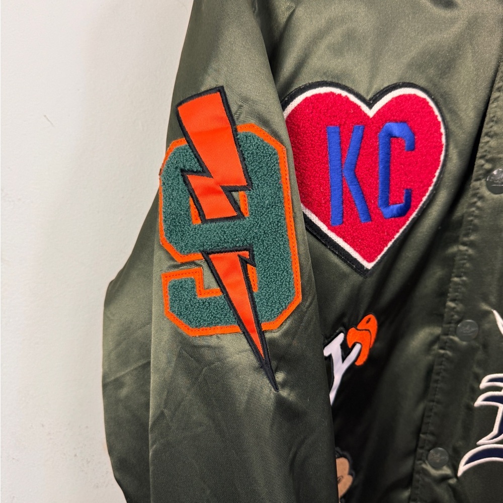 Stall & Dean Jacket Size XL First on the Field Zip Up Green Patches Baseball - Picture 6 of 11